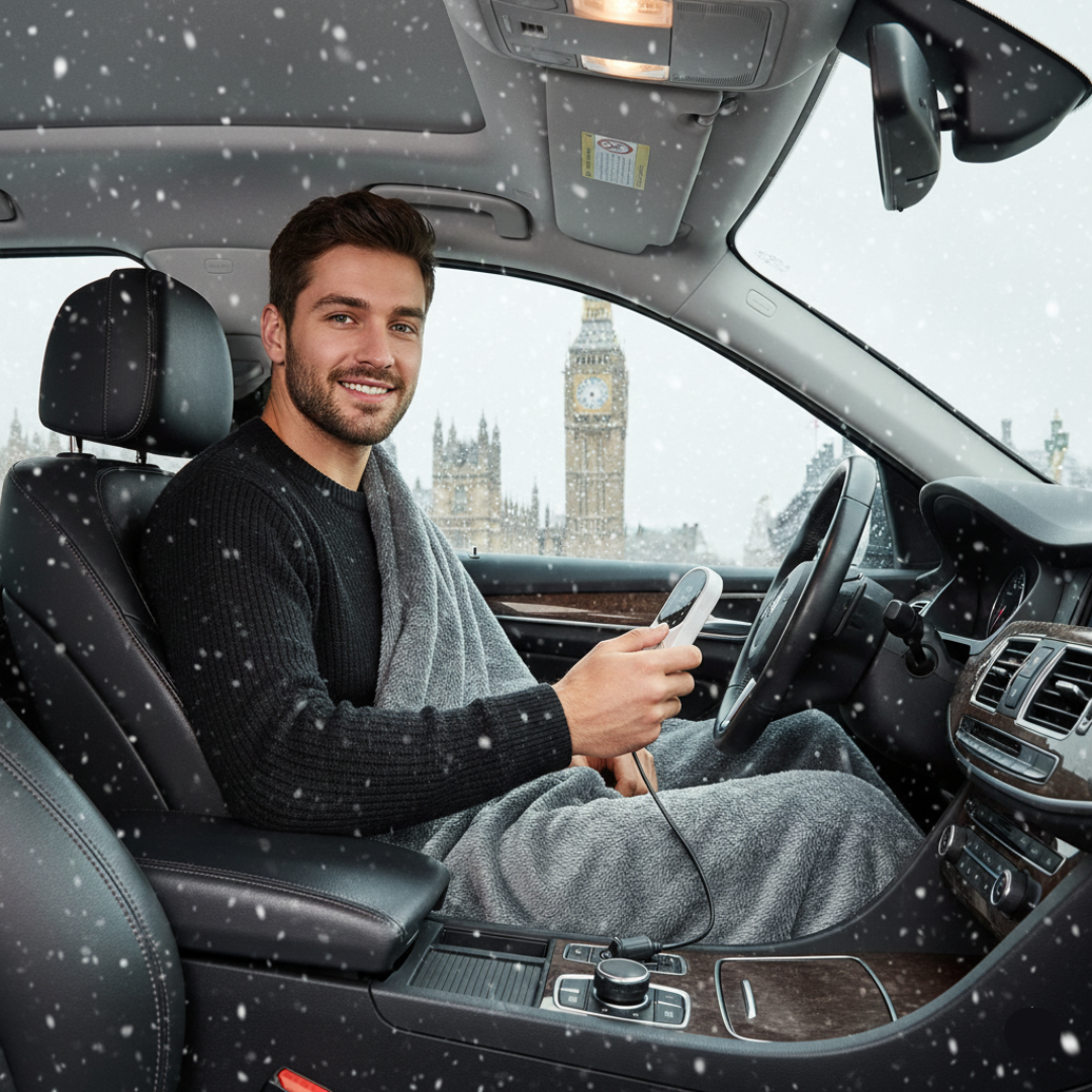 Oakberry London | Washable Electric Blanket for Car, 12V Heated Travel Blanket with Timer & Temp Control for SUV & Truck