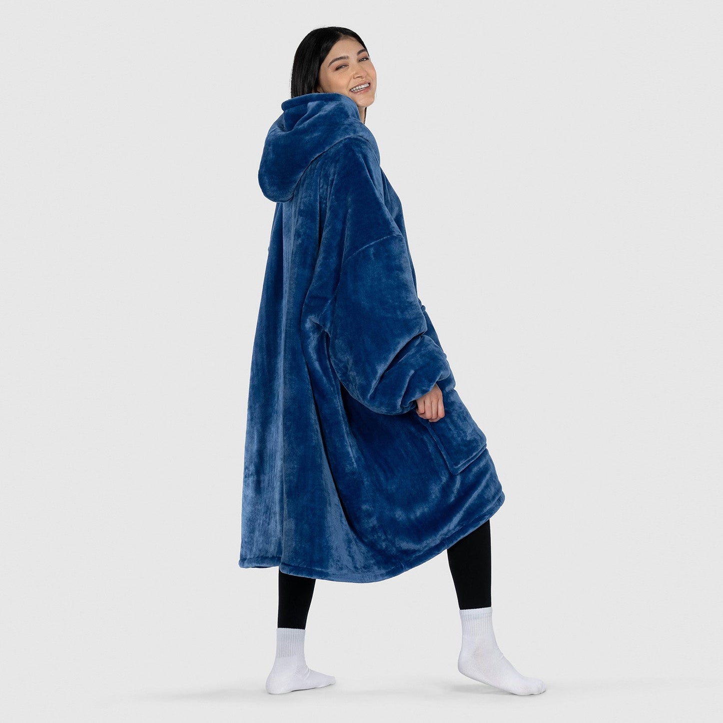 Wearable Blanket Hoodie – Lapis Blue | Small & Medium, Cosy Fleece, Oversized Comfort, Machine Washable