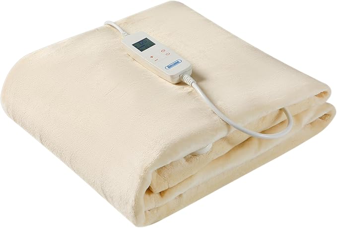Electric Heated Throw Blanket – 10 Heat Settings, 1–10h Timer, Washable 220GSM Fleece, Digital Remote, 160×130cm