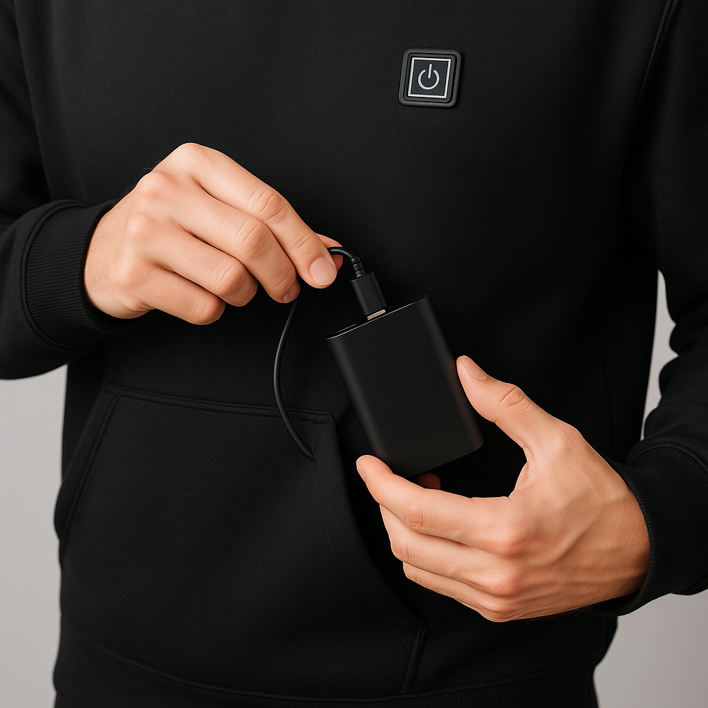 Heated Hoodie for Men – 3 Heat Levels, 5 Zones, 10h Battery