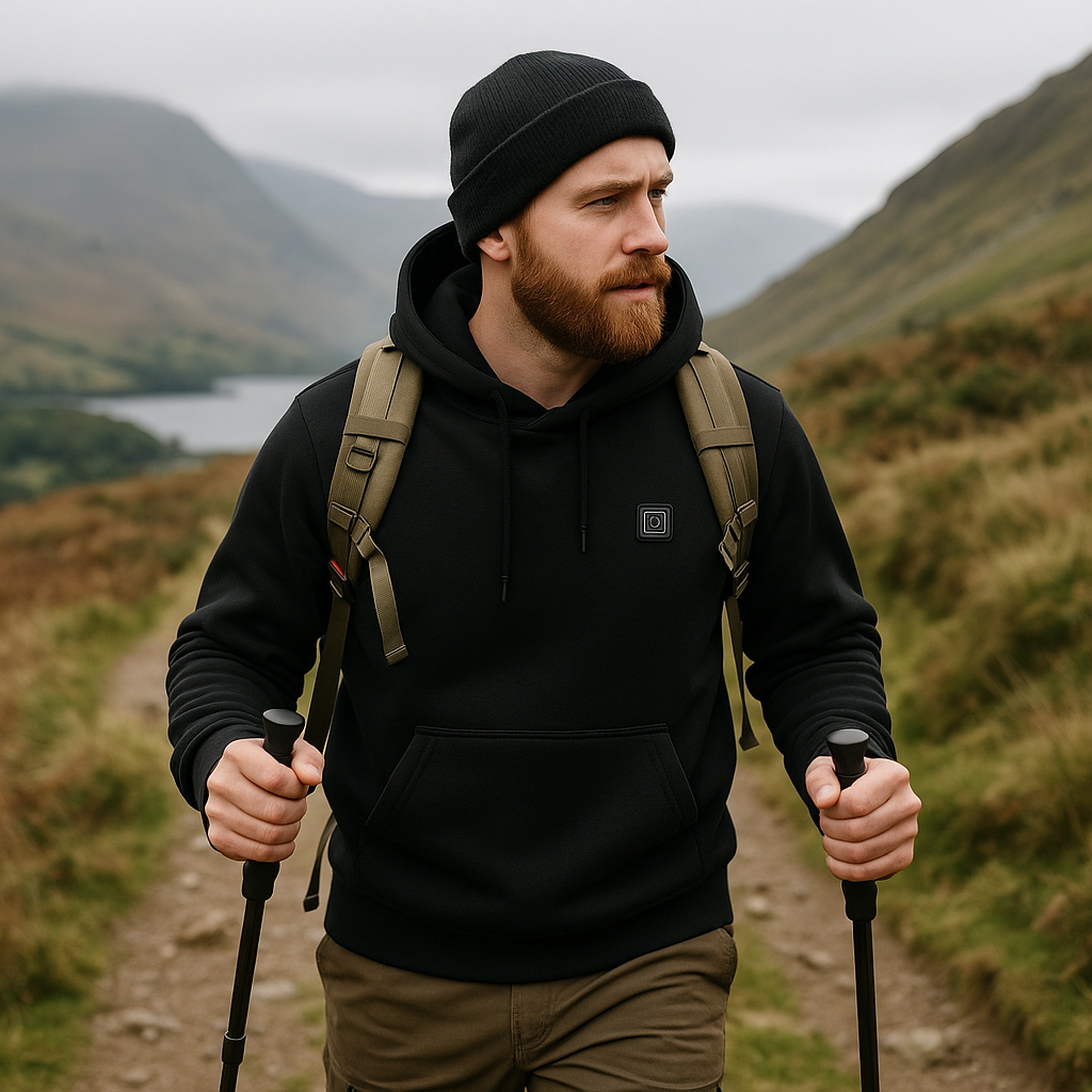 Heated Hoodie for Men – 3 Heat Levels, 5 Zones, 10h Battery