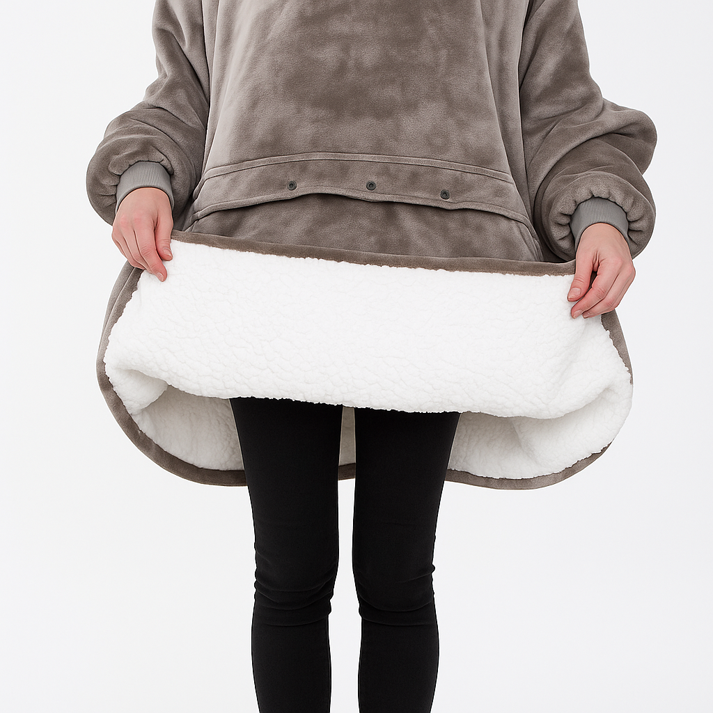 Electric Heated Hoodie Blanket with Sleeves – Wearable Heated Throw, Back Heat Panel, 3 Heat Levels, One Size, Blue