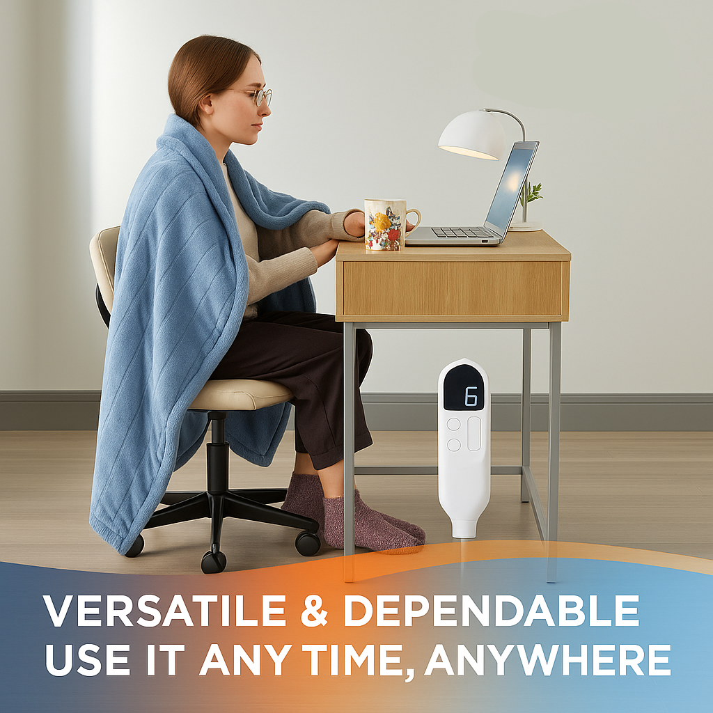 Heating Throw Blanket – Electric Heated Throw with Digital Display, 3 Heat Settings, Auto Shut-Off & Washable