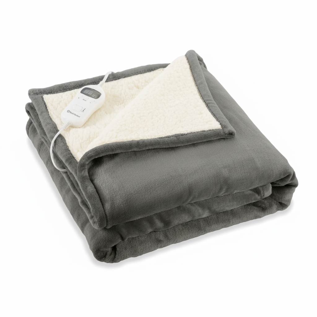 Rediffusion Cosy Snug Grey Luxury Heated Throw – 10 Heat Settings, 1–10h Timer, Fast Heat-Up, Washable Fleece