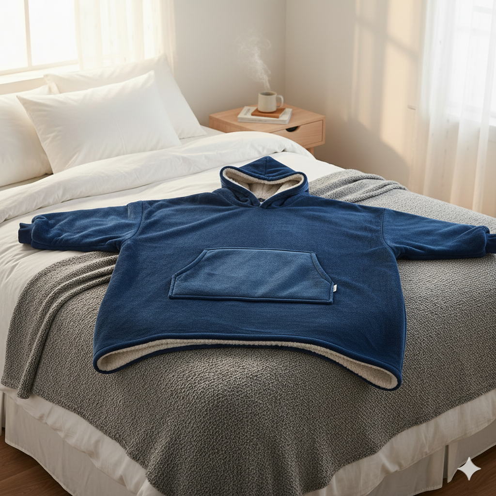 Wearable Blanket Hoodie – Lapis Blue | Small & Medium, Cosy Fleece, Oversized Comfort, Machine Washable