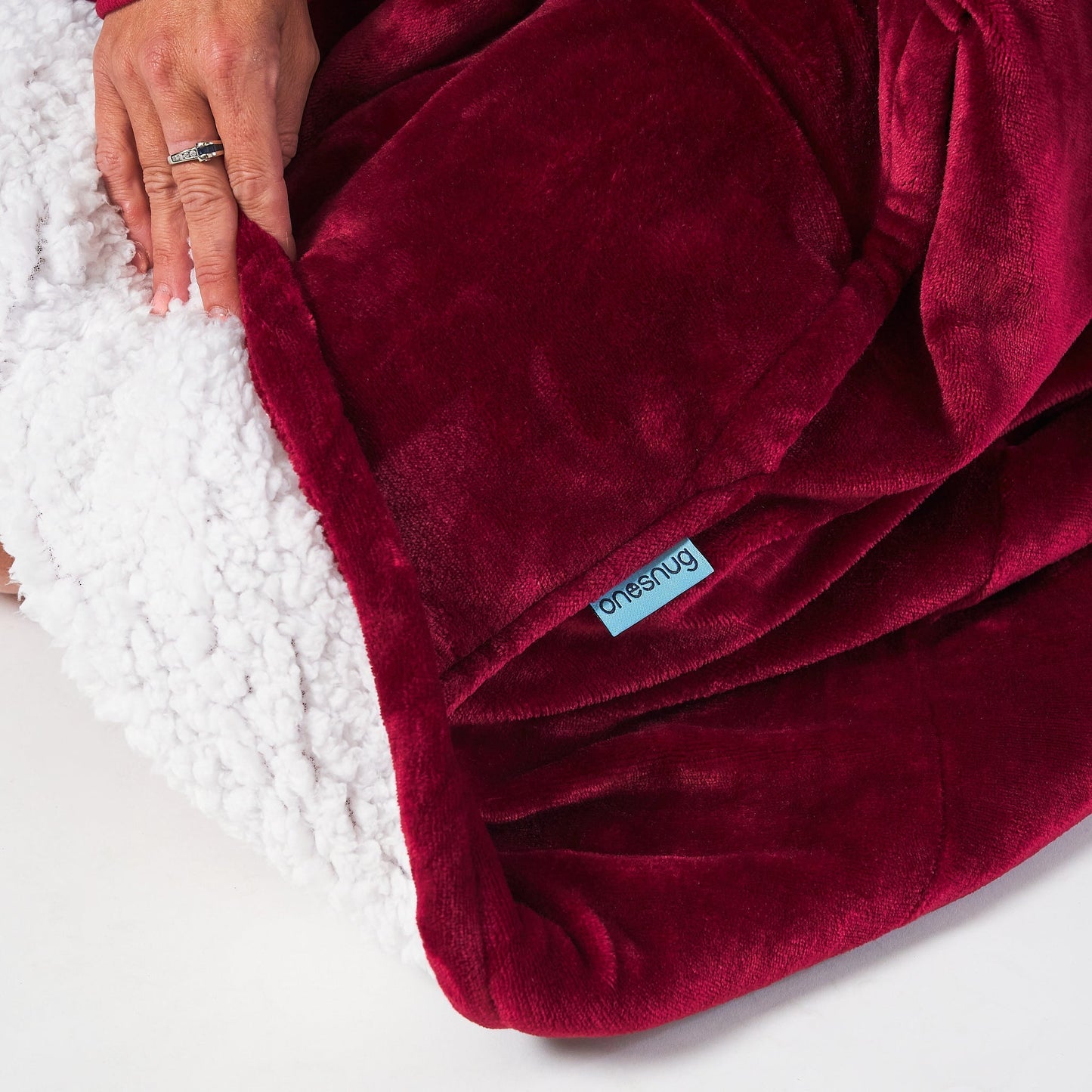 Oversized Hoodie Blanket – Wine | Sherpa Lined, Double-Layer, One Size, Machine Washable, Large Pocket