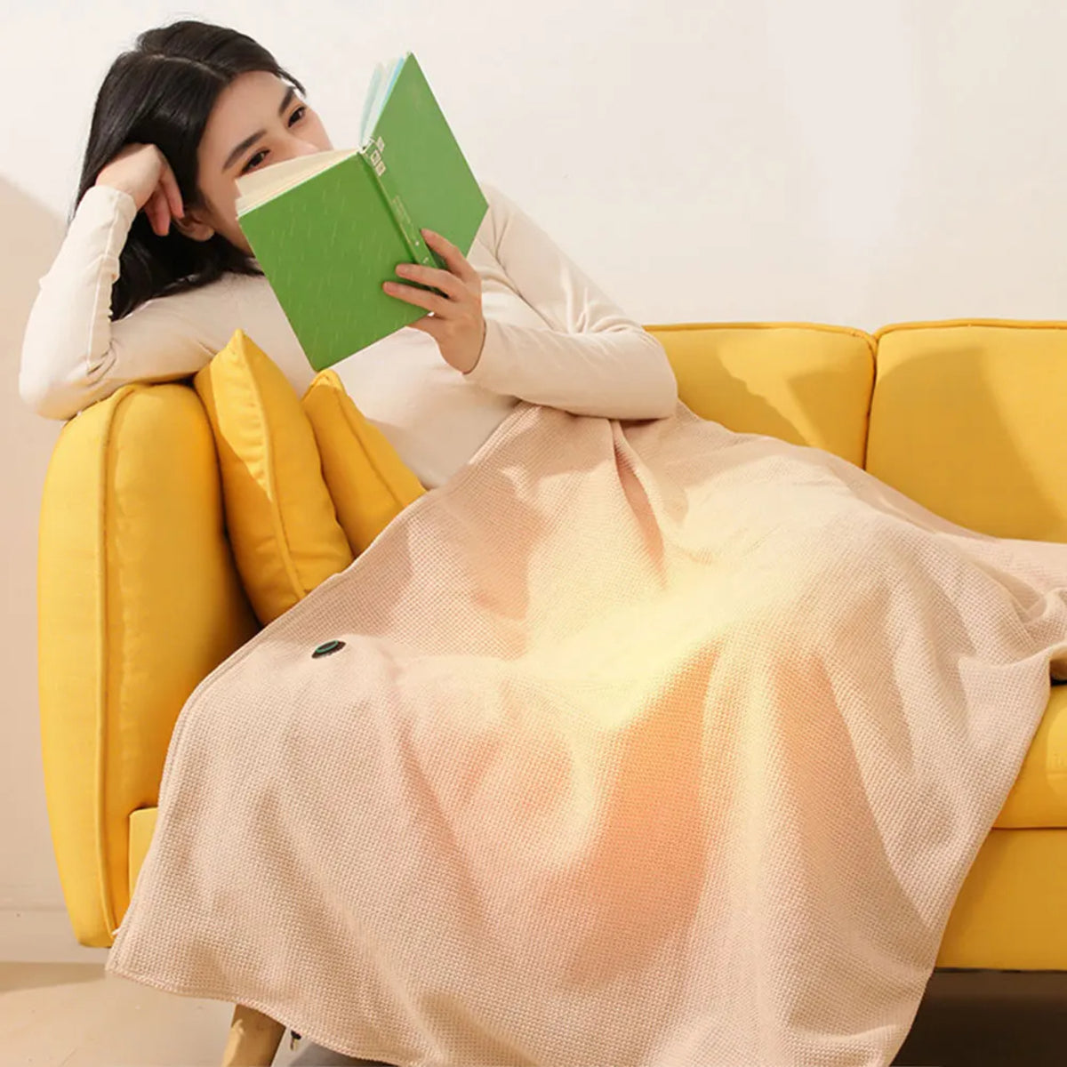 USB Electric Heated Blanket Poncho – Wearable Heated Throw, 3 Heat Levels, Zipper Zip-Up, Machine-Washable, Home & Office