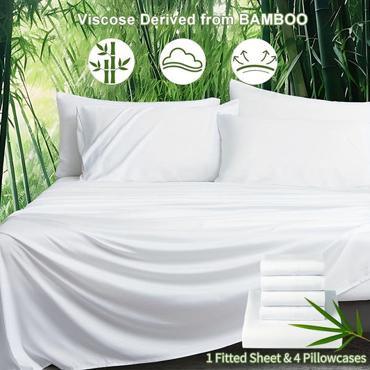 BambooLuxe™ 5-Piece Bamboo Fiber Fitted Sheet Set