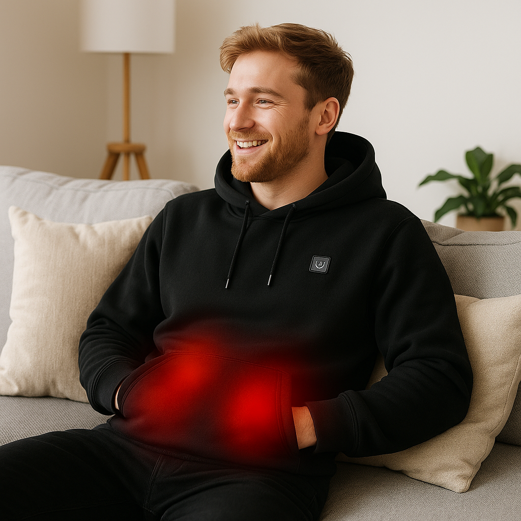Heated Hoodie for Men – 3 Heat Levels, 5 Zones, 10h Battery
