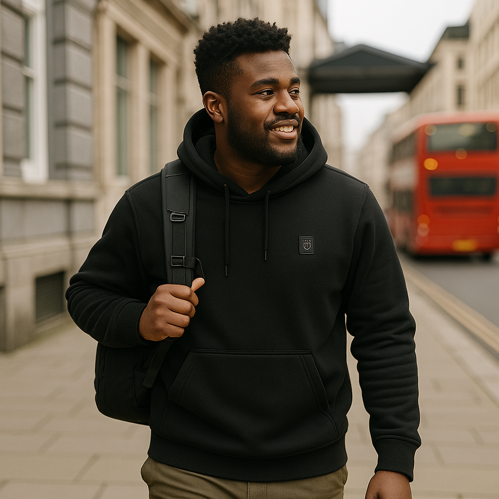 Heated Hoodie for Men – 3 Heat Levels, 5 Zones, 10h Battery