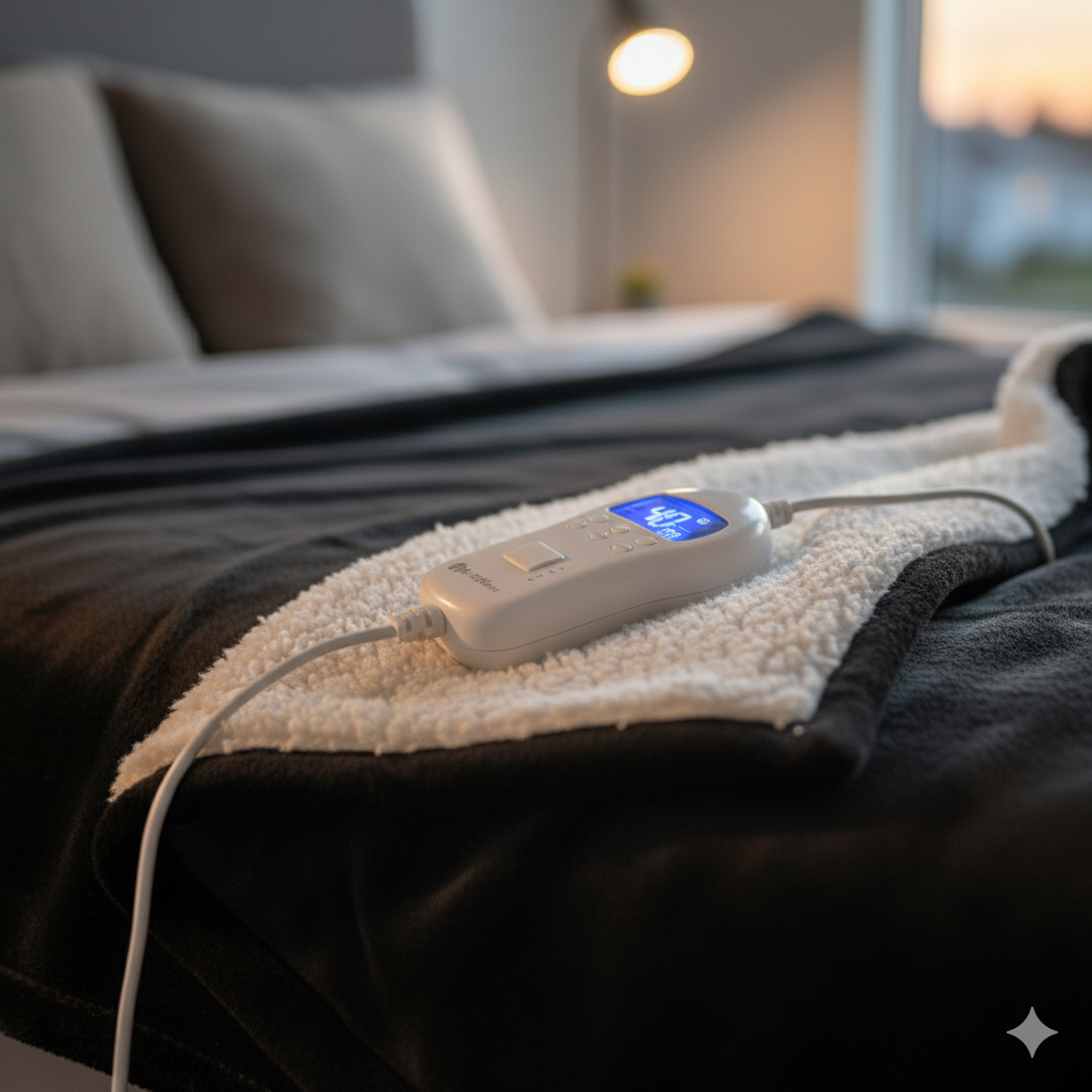 Rediffusion Cosy Snug Black Luxury Heated Throw – 10 Heat Settings, Timer, Fast Heat-Up, Washable Fleece