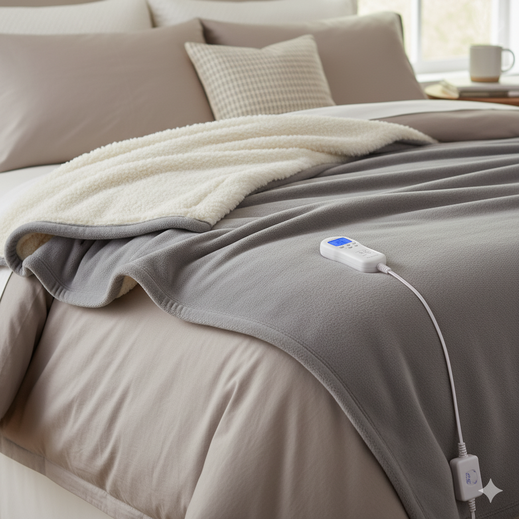 Rediffusion Cosy Snug Grey Luxury Heated Throw – 10 Heat Settings, 1–10h Timer, Fast Heat-Up, Washable Fleece