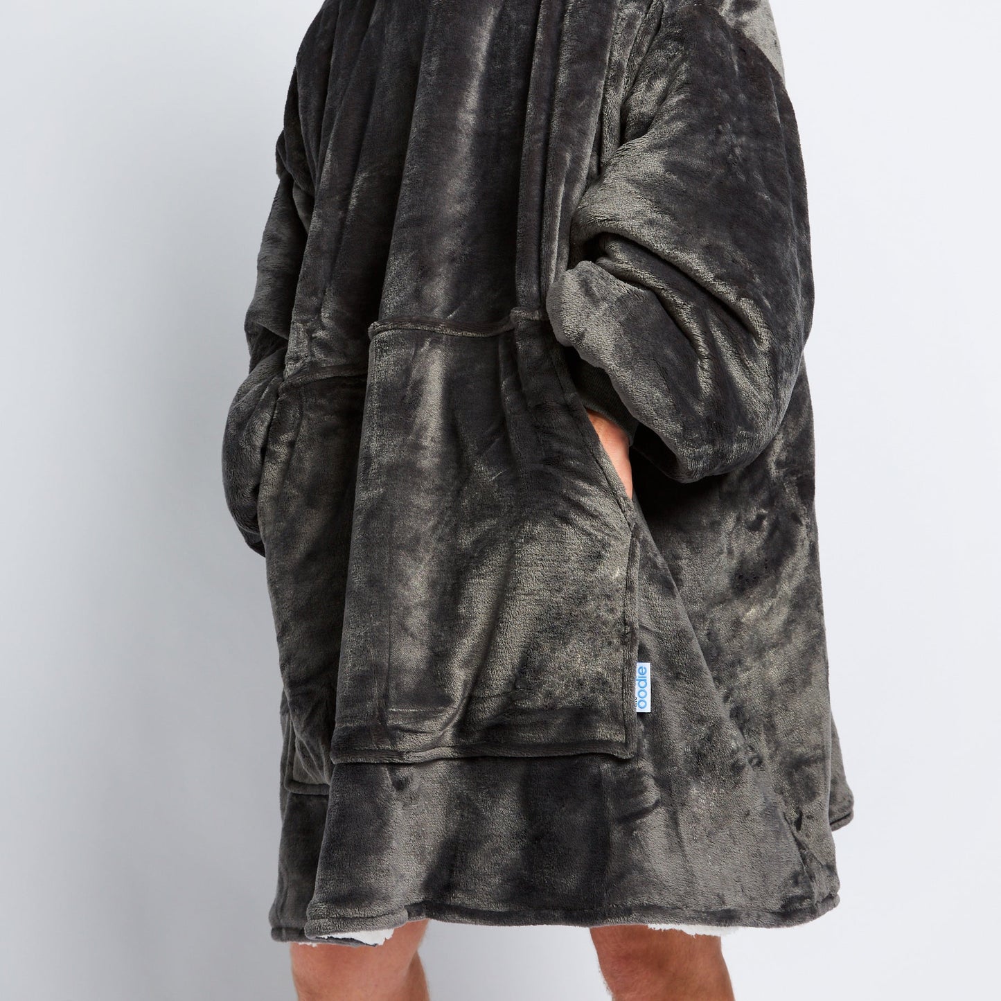 Original Wearable Blanket Hoodie – Grey | Sherpa Lined, Double-Layer, S/M & L, Machine Washable, Large Pocket