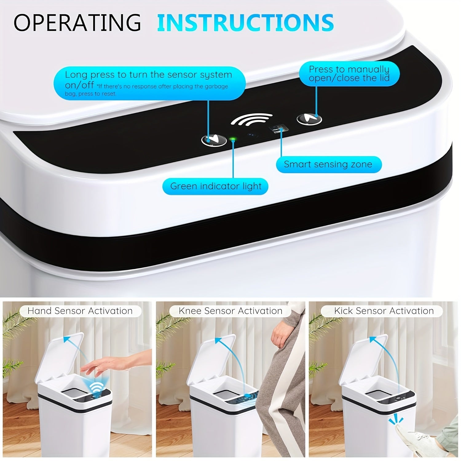 CleanWave™ Smart Sensor Trash Can – Touchless Automatic Bin, 12L Compact Design