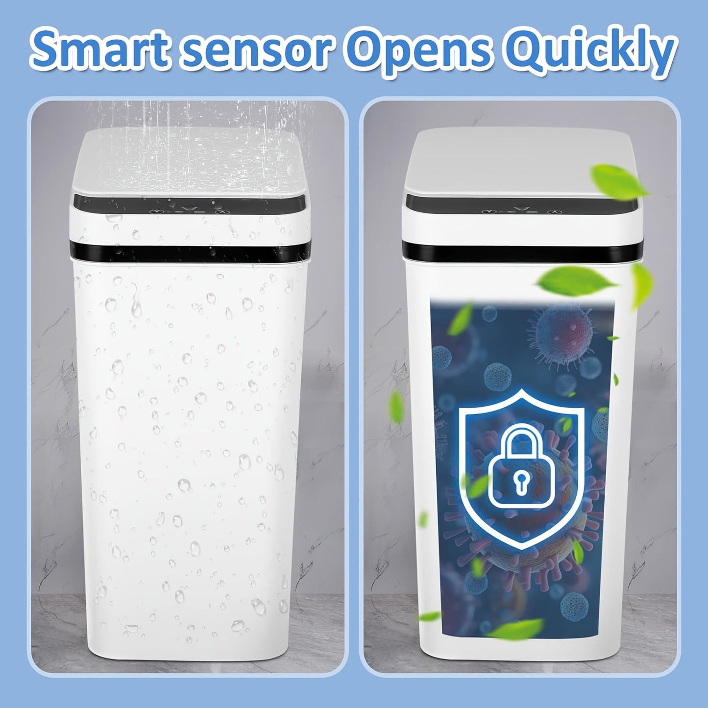 CleanWave™ Smart Sensor Trash Can – Touchless Automatic Bin, 12L Compact Design