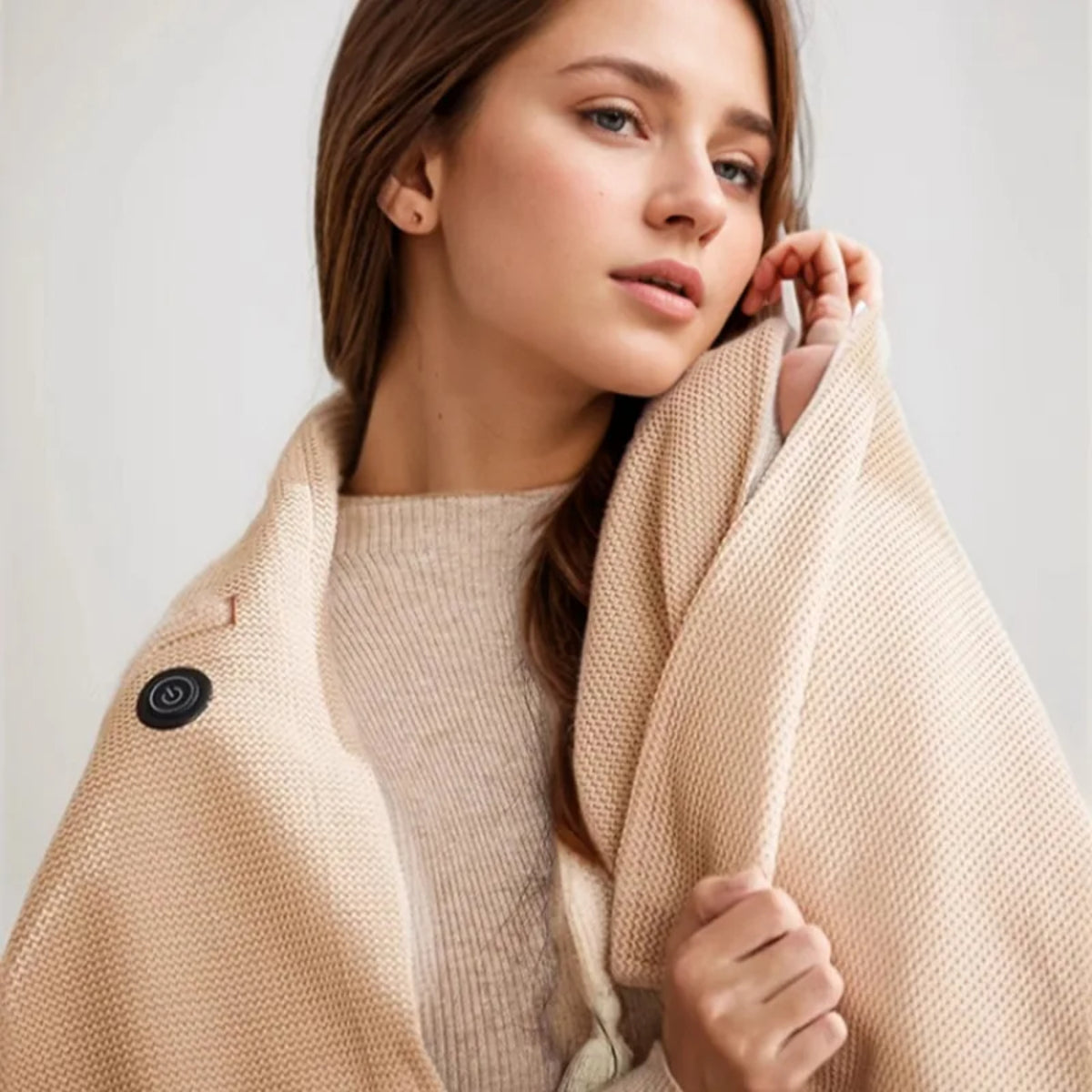 USB Electric Heated Blanket Poncho – Wearable Heated Throw, 3 Heat Levels, Zipper Zip-Up, Machine-Washable, Home & Office