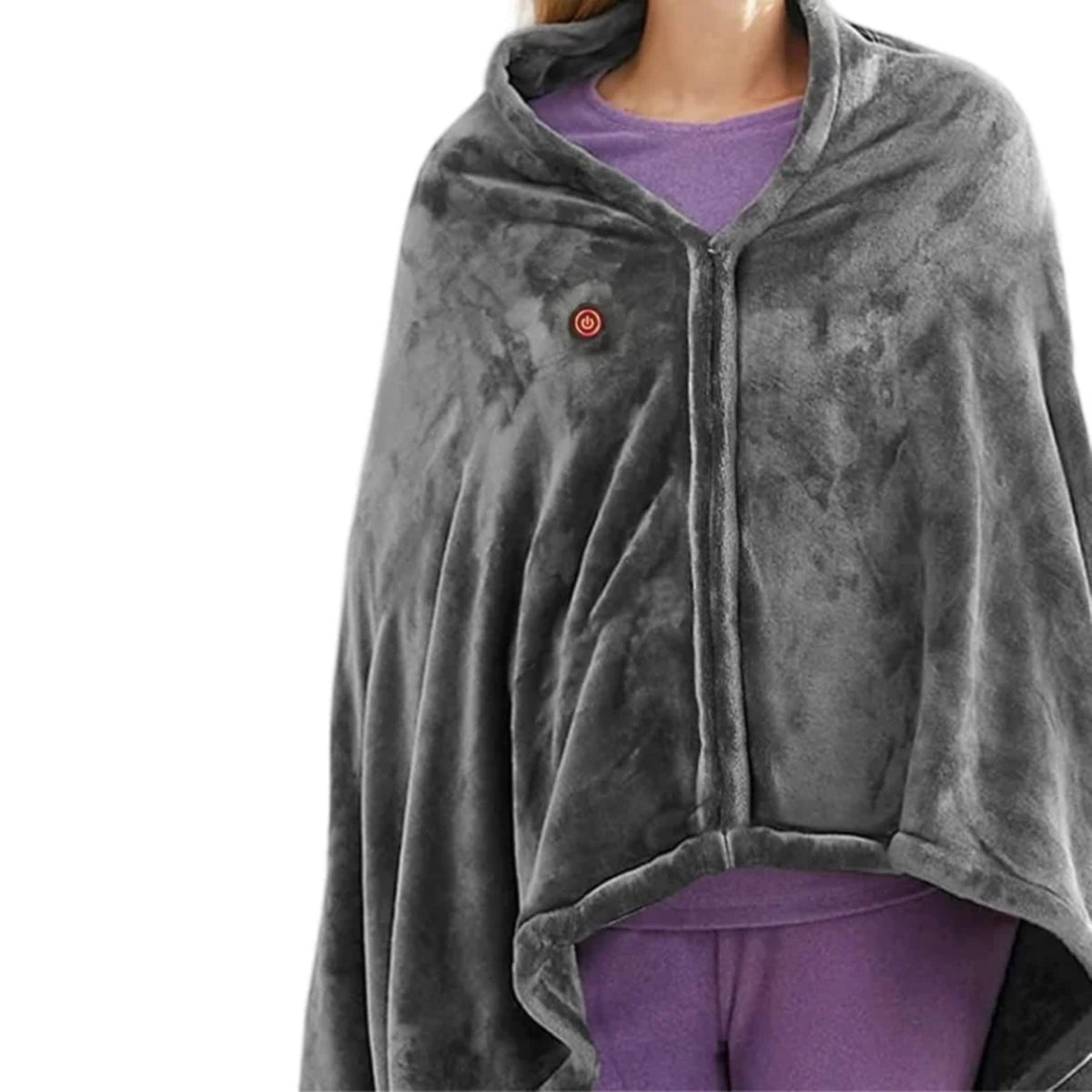USB Electric Heated Blanket Poncho – Wearable Heated Throw, 3 Heat Levels, Zipper Zip-Up, Machine-Washable, Home & Office